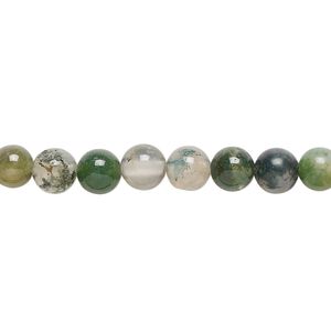 Moss agate 1pkg1, round bead natural 15.5-16 inch 6mm
