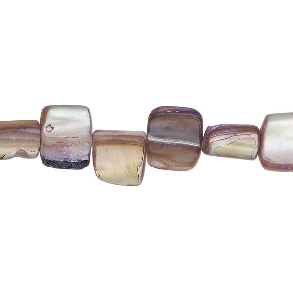 Mother-of-pearl shell 1pkg1, triangle tube bead 14 inch pale blue / lavender 7x6mm-12x9mm image number 0