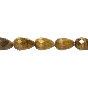 Tigereye 1pkg1, faceted teardrop bead natural 15.5-16 inch 10x7mm