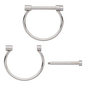Bracelet, bangle, stainless steel, 4mm wide with 56x9mm threaded removable bar, 7 inches. Sold individually.
