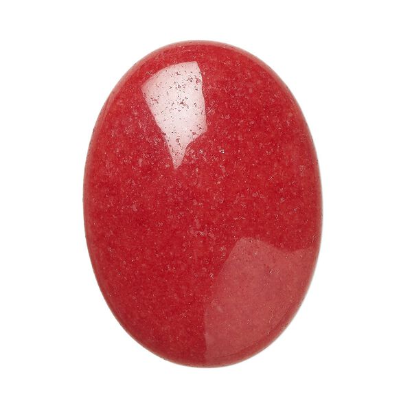 Cabochon, mountain "jade" (dolomite marble) (dyed), coral, 30x22mm calibrated oval, B grade, Mohs hardness 3. Sold per pkg of 6. image number 0