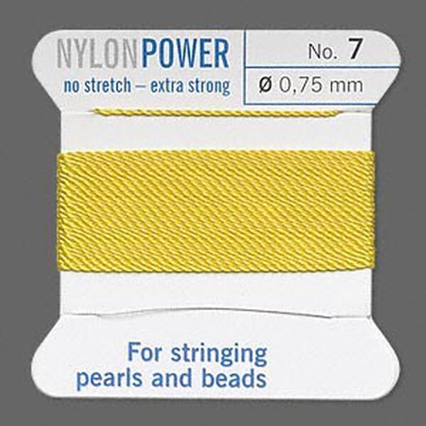 Thread, Griffin, nylon, yellow, size #7. Sold per 2-meter card (approximately 78 inches). image number 0