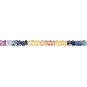 Multi-sapphire 1pkg1, hand-cut faceted rondelle bead 8 inch 2.5x1mm-3.5x2mm