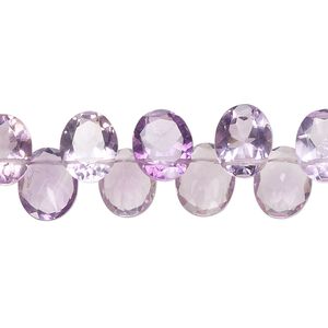 Amethyst 1pkg1, hand-cut top-drilled faceted puffed flat-sided oval bead natural 14 inch 10x7mm-11x8mm