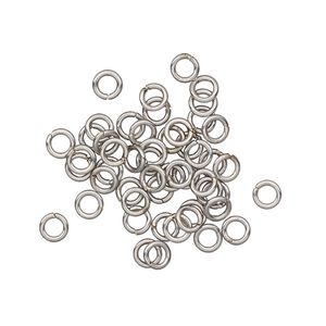Jump ring, stainless steel, 4mm welded round, 2.4mm inside diameter, 20 gauge. Sold per pkg of 50.