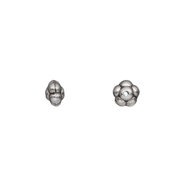Bead, antique silver-plated "pewter" (zinc-based alloy), 6x4mm double-sided scalloped rondelle. Sold per pkg of 50. image number 0