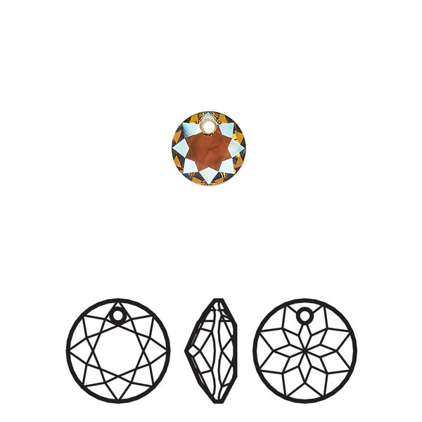 Drop 4pk light Colorado topaz shimmer, Crystal Passions® 8mm pendant classic cut 6430 image number 0
