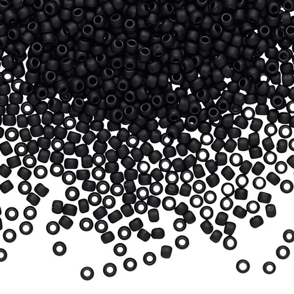 Seed bead, TOHO BEADS®, glass, pkg/7.5g, #11 round, opaque frosted jet (TR-11-49F). image number 0