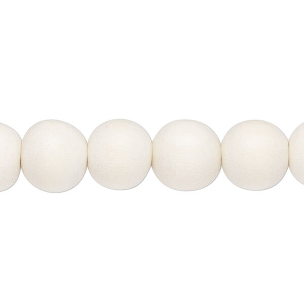 Bead, Taiwanese cheesewood (dyed / waxed), white, 9-10mm round. Sold per pkg of (2) 15-1/2" to 16" strands. image number 0