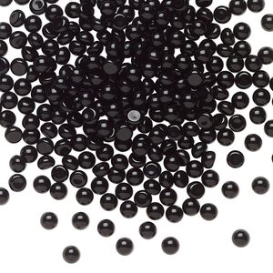 Cabochon, Czech glass, opaque black, 3mm vintage non-calibrated round. Sold per pkg of 288 (2 gross).
