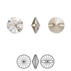 Button 72pk crystal foil back, Swarovski® 10mm rivoli 3015