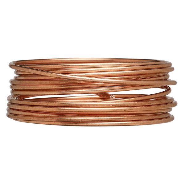 Wire, Zebra Wire™, natural copper, round, 12 gauge. Sold per 3-yard coil. image number 0
