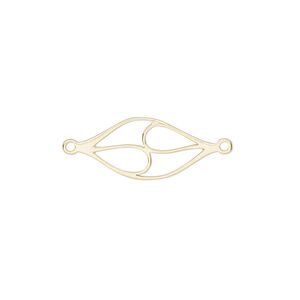 Link, Amoracast®, satin-finished "vermeil" (gold-finished sterling silver), 24x10mm two-sided cutout olive branch. Sold individually.