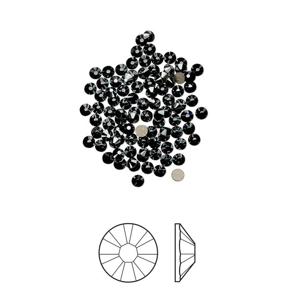 Flat back 144pk jet hematite foil back, Crystal Passions® 1.7-1.9mm rose round SS5 2058 image number 0