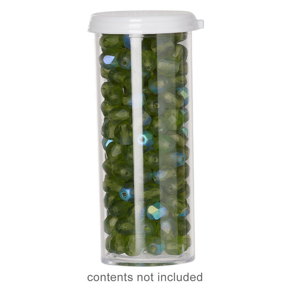 Vial, polystyrene and plastic, clear and white, 2-3/4 x 1-inch large vial with snap on cap. Sold per pkg of 6. image number 0