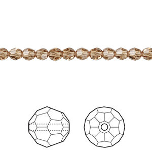 Bead 1pkg144 light smoked topaz, Crystal Passions® Regenerated 4mm round 5000
