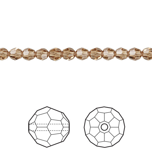 Bead 1pkg144 light smoked topaz, Crystal Passions® Regenerated 4mm round 5000 image number 0