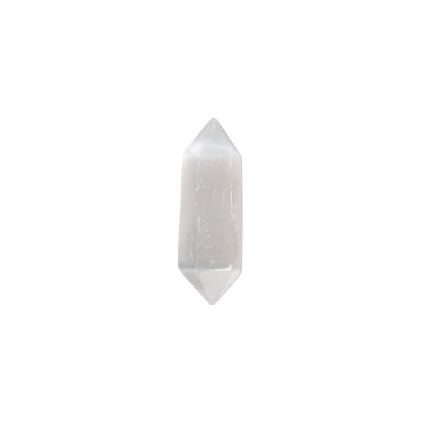 Component, selenite (waxed), 19x6mm-21x6mm hand-cut undrilled double terminated point, B grade, Mohs hardness 2 to 2-1/2. Sold individually. image number 0