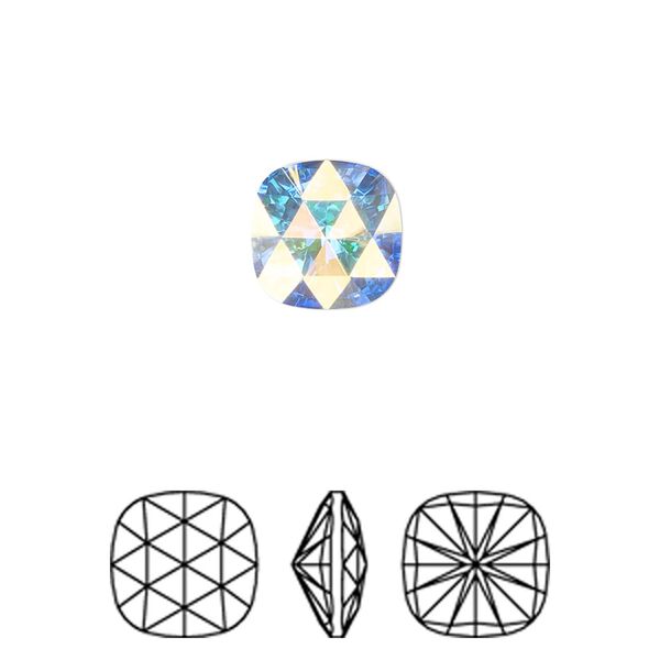 Fancy stone 96pk crystal AB foil back, Swarovski® 10mm rose cut cushion 4471 image number 0