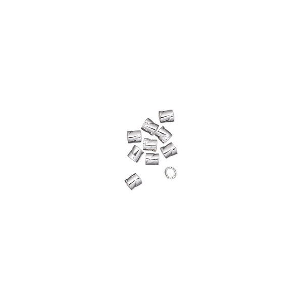 Crimp, sterling silver, 2mm twisted, 0.8mm inside diameter. Sold per pkg of 10. image number 0