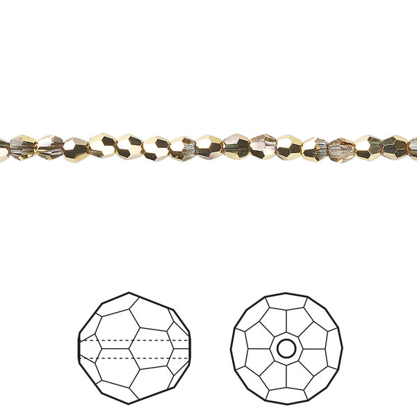 Bead 1pkg720 crystal aurum, Swarovski®, 3mm faceted round 5000 image number 0
