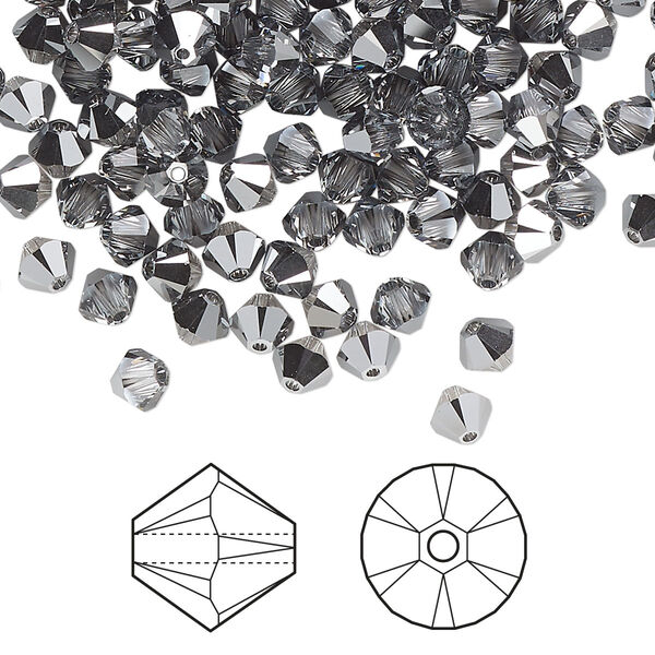 Bead 1440pk crystal light chrome, Swarovski® 4mm XILION bicone 5328 image number 0