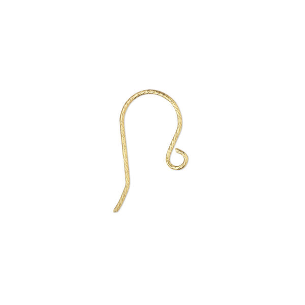 Ear wire, "vermeil", 12.5mm diamond-cut fishhook with open loop, 21 gauge. Sold per pair. image number 0