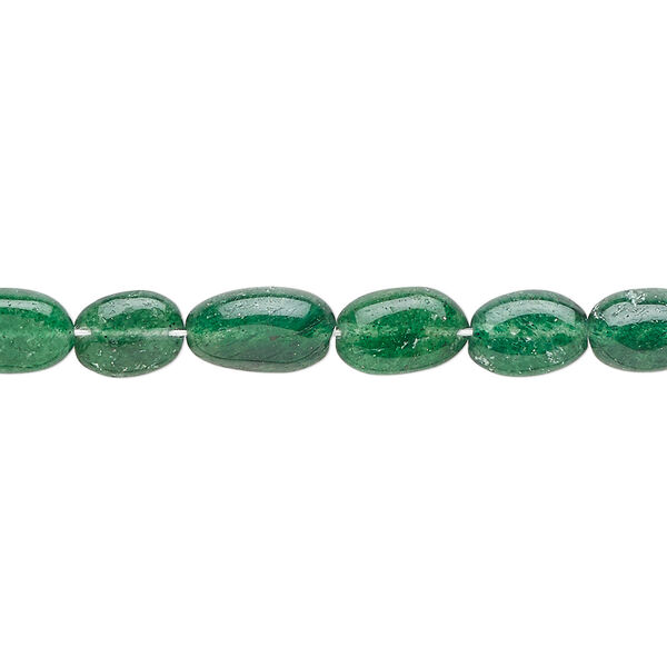 Bead 1pkg1 emerald green aventurine, 7x6mm-10x8mm hand-cut flat oval B grade, 15.5-16 inch natural image number 0
