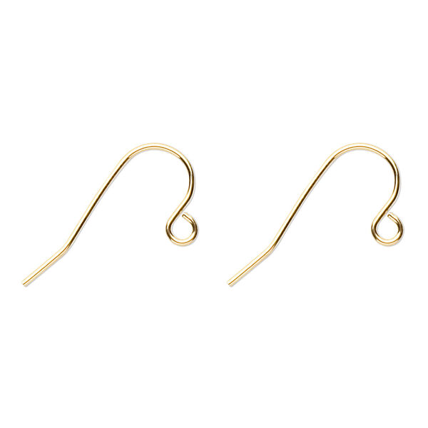 Ear wire, gold-plated stainless steel, 11mm fishhook with open loop, 21 gauge. Sold per pkg of 50 pairs. image number 0
