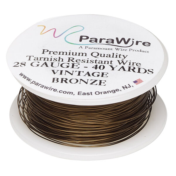 Wire, ParaWire™, vintage bronze-finished copper, round, 28 gauge. Sold per 40-yard spool. image number 0