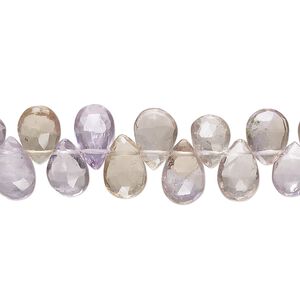 Amethyst / citrine 1pkg1, hand-cut top-drilled faceted puffed teardrop bead 8 inch 7x4mm-9x6mm
