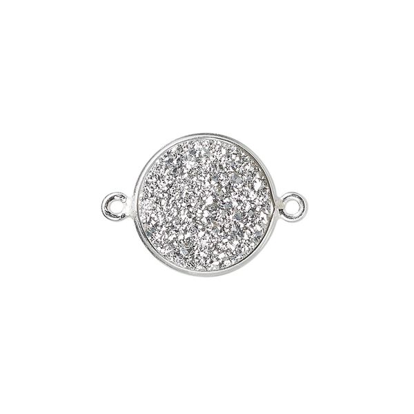 Druzy agate / sterling silver 1pkg1, electrocoated hand-cut flat round link 15mm image number 0