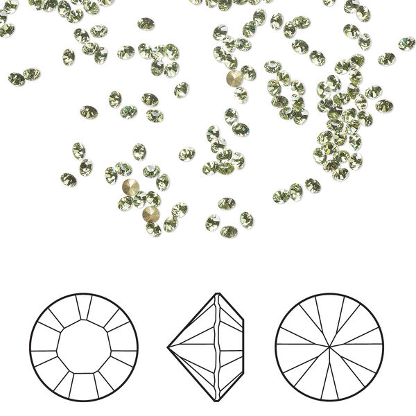 Chaton 12pk peridot foil back, Crystal Passions® Regenerated 1.8-1.9mm round PP12 1028 image number 0