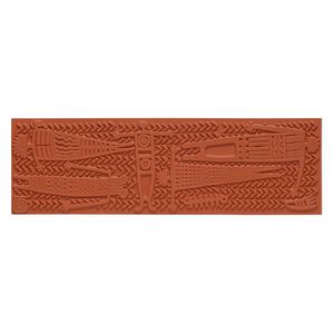 Stamping mat, rubber, brown, 6-3/4 x 2-inch rectangle with totem blanket design. Sold individually.