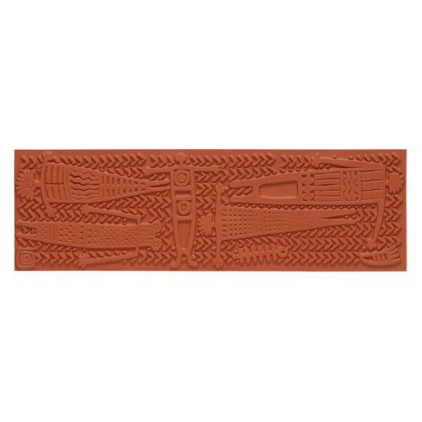 Stamping mat, rubber, brown, 6-3/4 x 2-inch rectangle with totem blanket design. Sold individually. image number 0