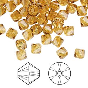 Bead 144pk golden topaz, Crystal Passions® 6mm bicone 5328