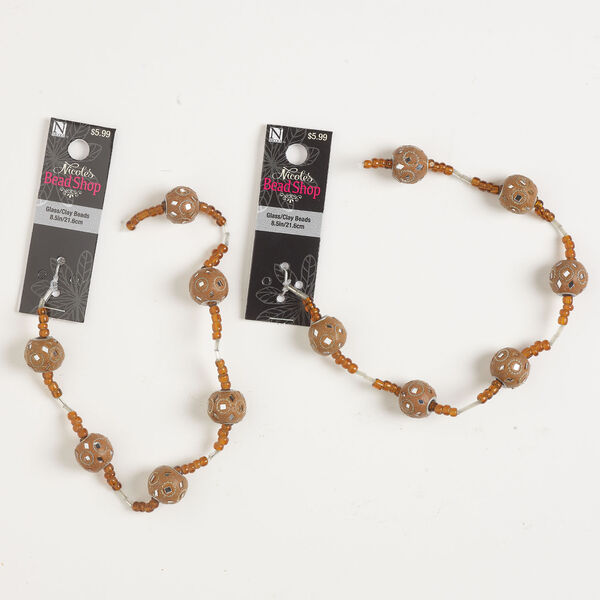 Bead 1pkg12, silver-finished "pewter" (zinc-based alloy) and steel / clay / glass, brown, 15x13mm-15x14mm large-hole rondelle. image number 0