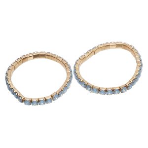 Bracelet, stretch, acrylic and gold-finished steel, frosted blue, 6-7mm wide, 7-1/2 inches. Sold per pkg of 2.