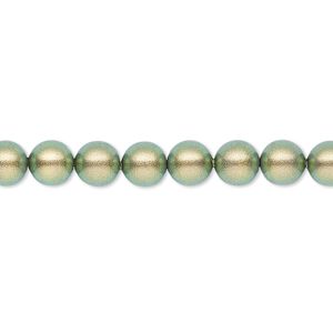 Pearl 50pk iridescent green, Crystal Passions® 6mm round 5810