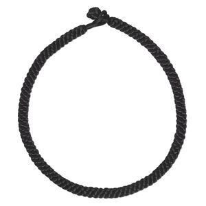 Necklace cord, satin-finished nylon, black, 10mm hand-braided, 18 inches with knot closure. Sold individually.
