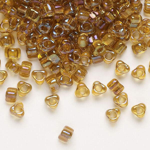 Seed bead, Miyuki 1pkg10g, glass, #5 triangle, transparent gold inside dyed color yellow (TR-1126) image number 0