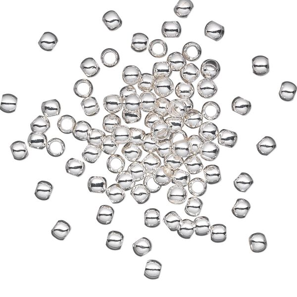 Bead, silver-plated brass, 3mm micro round. Sold per pkg of 100. image number 0