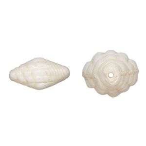Bead, Preciosa, Czech pressed glass, opaque alabaster beige, 16x8mm whelk shell. Sold per pkg of 10.