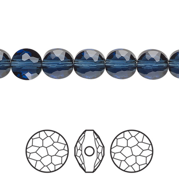 Bead 144pk montana, Swarovski® 8mm puffed round 5034 image number 0