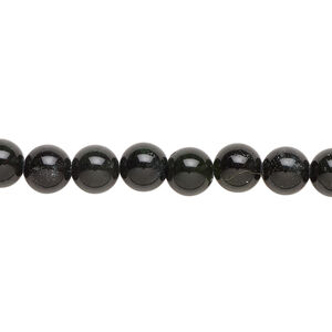 Quartz 1pkg1, round bead, 14 inch dark green 6-7mm