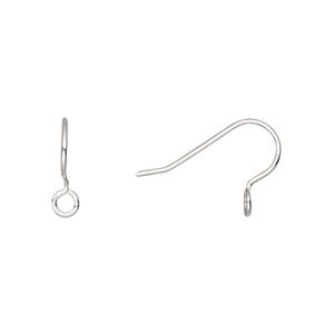 Ear wire fishhook 1pkg1000 silver-plated, 12.5mm / perpendicular open loop, 21 gauge brass 500 pair