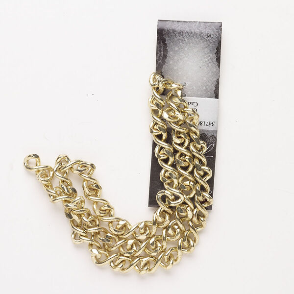 Chain, steel, pkg/16 inches, 7.5mm figure-8, gold finish. image number 0