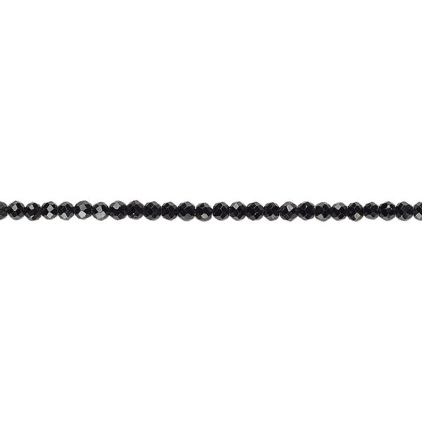 Bead, black spinel (natural), 2mm hand-cut faceted rondelle, B grade, Mohs hardness 8. Sold per 13-inch strand. image number 0