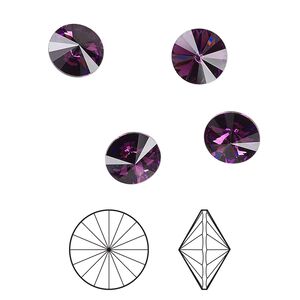 Chaton 8pk amethyst foil back, Crystal Passions® 8.16-8.41mm rivoli SS39 1122