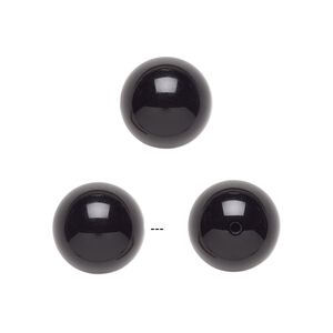 Black onyx 1pkg2, half-drilled round bead 10mm
